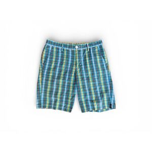 Lost Enterprises Mens Plaid Walk Shorts Blue Yellow Cotton Surf Size 32